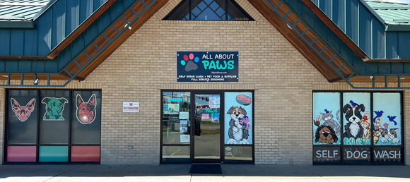 All About Paws store front on a clear day.