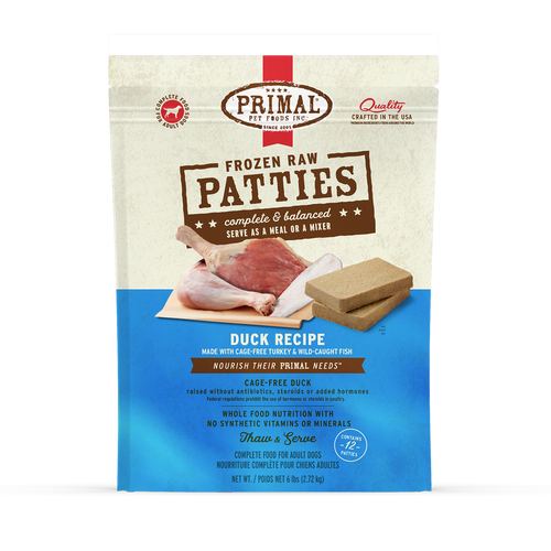 Primal Pet Foods Frozen Raw Patties Dog Food Duck Recipe