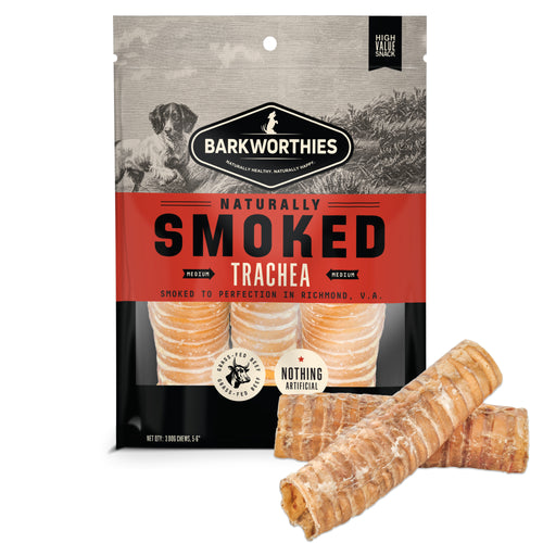 Barkworthies Naturally Smoked 6’’ Trachea Dog Treats
