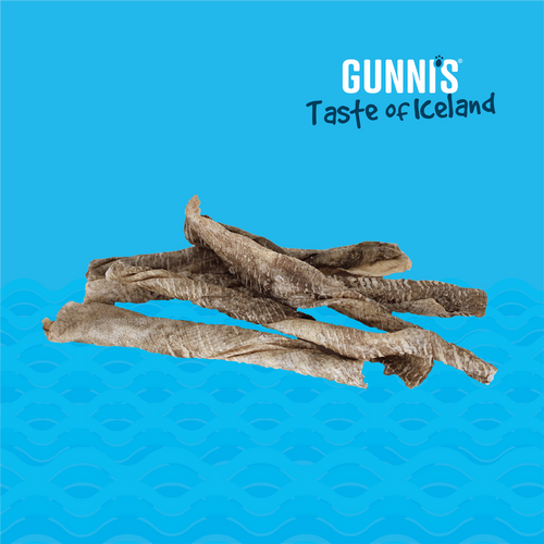 Gunni's Cod Skin Twists Air-Dried, Icelandic Fish, Crunchy Chews
