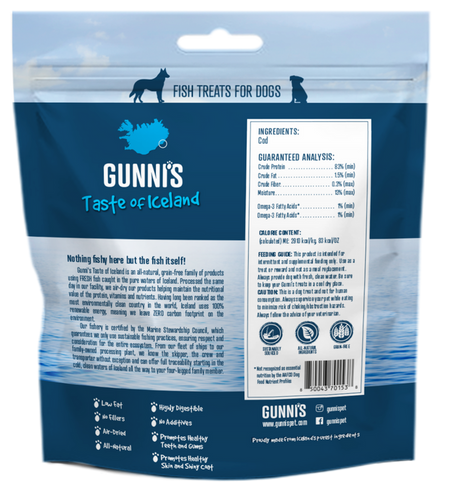Gunni's Cod Baby Bites Dog Treats - Bite-Sized, Air-Dried, Icelandic Fish, Grain Free - 3oz